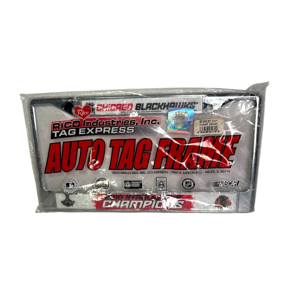 Chicago Blackhawks Rico License Plate Frame, 2010 Stanley Cup Champs‎